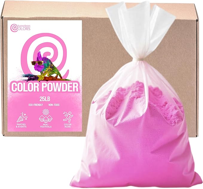 Chameleon Colors 25 lb. Color Powder - 1 Pack - Vibrant Pink Color - for 15-20 People - Non-Toxic & Gluten-Free - for Holi, Color Wars, Fun Run, Gender Reveal, Summer Camp & More