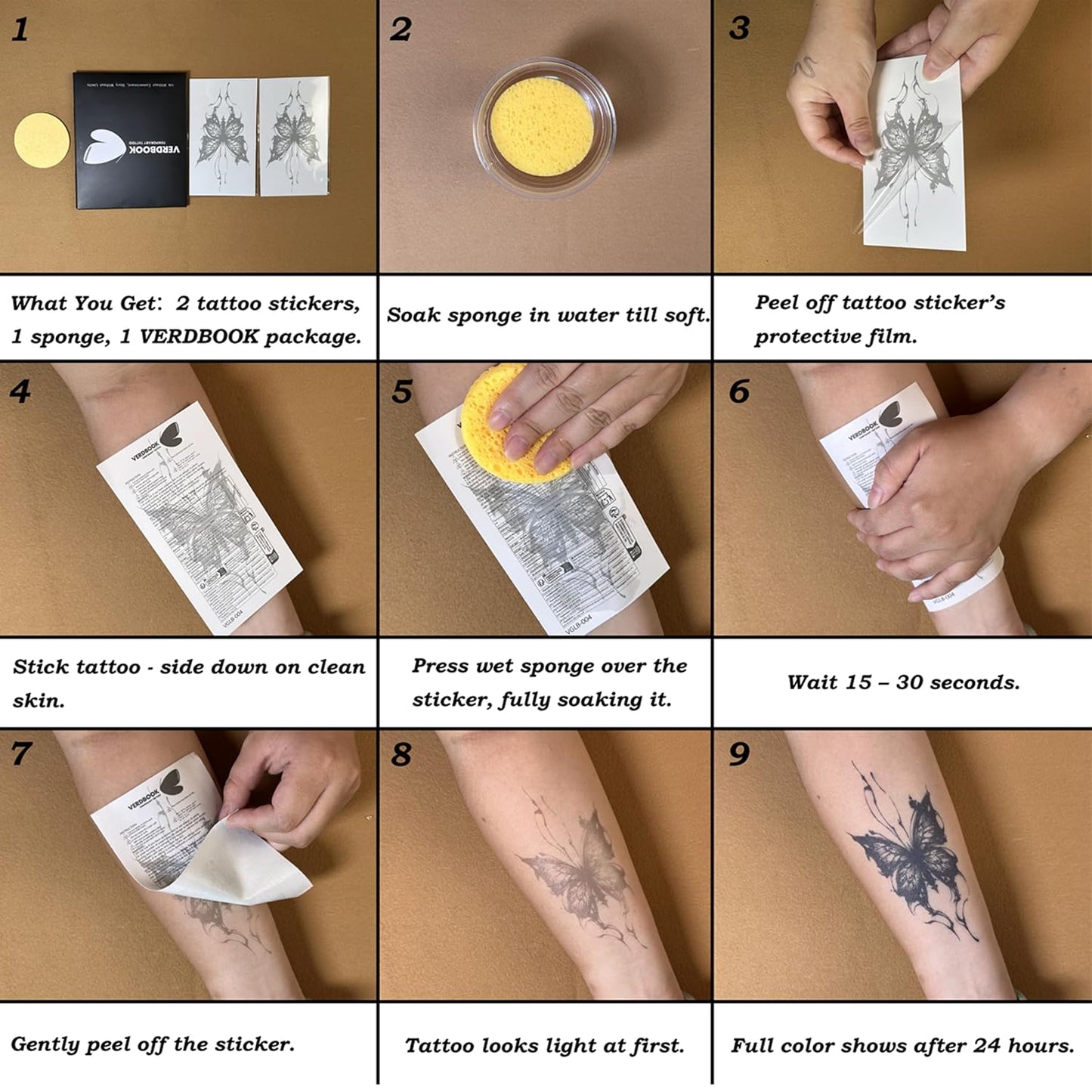 Waterproof Temporary Tattoos: 2-Sheet Tattoo Kit with Realistic Body Stickers, Semi-Permanent Tattoos for Adults Lasting 7-15 Days – Safe for Men & Women, Bats Pattern
