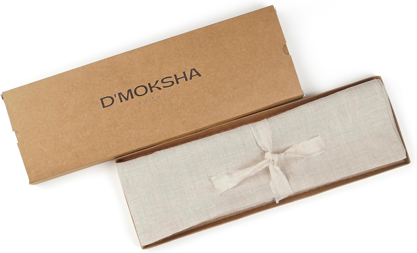 D'Moksha Homes Linen Light Natural Table Runner 72 Inches Long - 100% Pure Linen 14 x 72 Inch Table Runner for Dining, Fall, Autumn and Halloween - Machine Washable