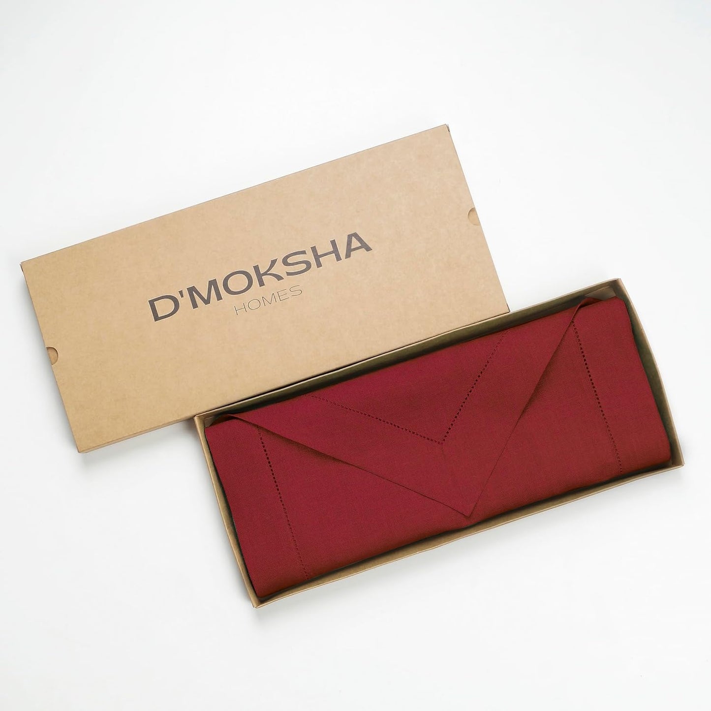 D'Moksha Homes Red Linen Table Runner 120 Inches Long - 100% Pure Linen Diamond Table Runner 14 x 120 Inch for Dining, Fall and Halloween - Machine Washable