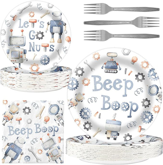 Robot Party Decorations - Robot Party Plates and Napkins for Kids Birthday Party, Serves 40 Guests