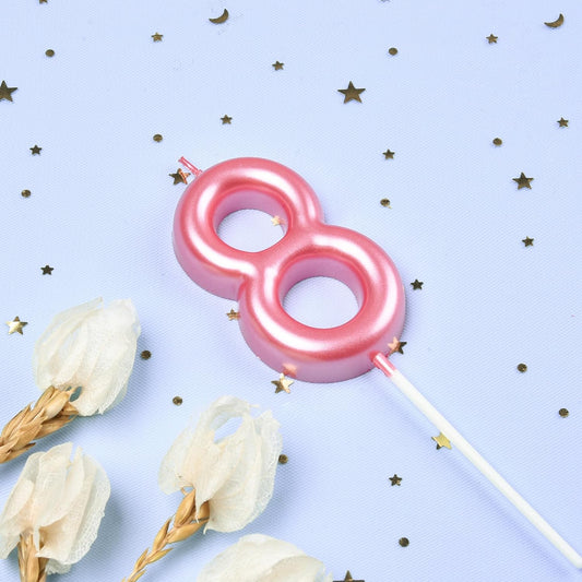 PHD Cake 2.76 inch Classical Pink 8 Number Birthday Candles for Party Celebration