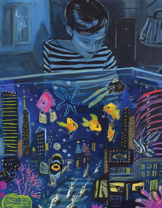 New York Puzzle Company - Jenny Kroik Aquarium Nightlife Mini - 100 Piece Jigsaw Puzzle for Family Game Nights by Jenny Kroik