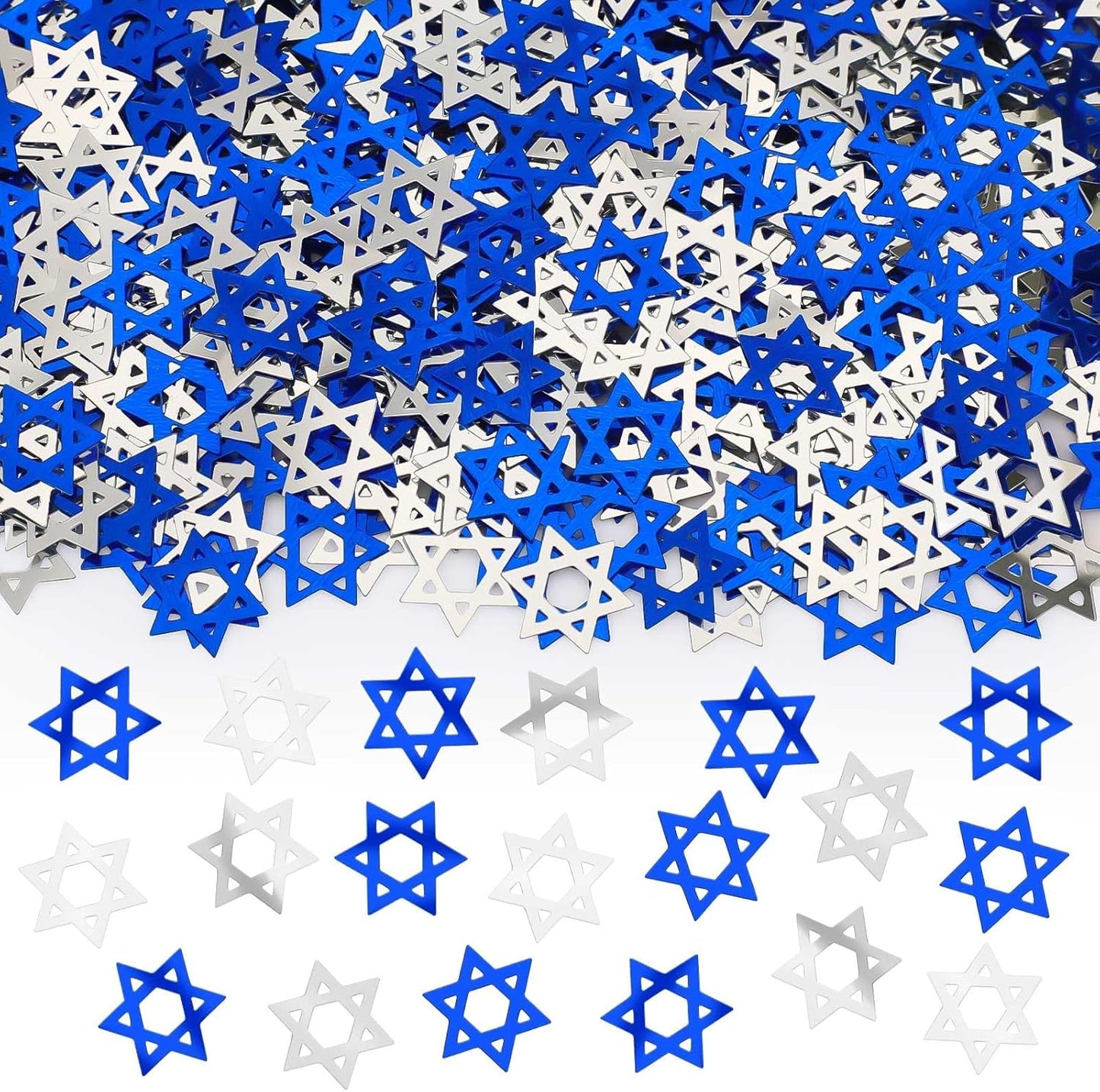MARFOREVER Star of David Glitter Confetti, Hanukkah Confetti Table Decoration Chanukkah Metallic Foil Blue Silver Chanukah Sprinkles Sequins Scatter for Hanukkah Jewish Festival Party Supplies Decor