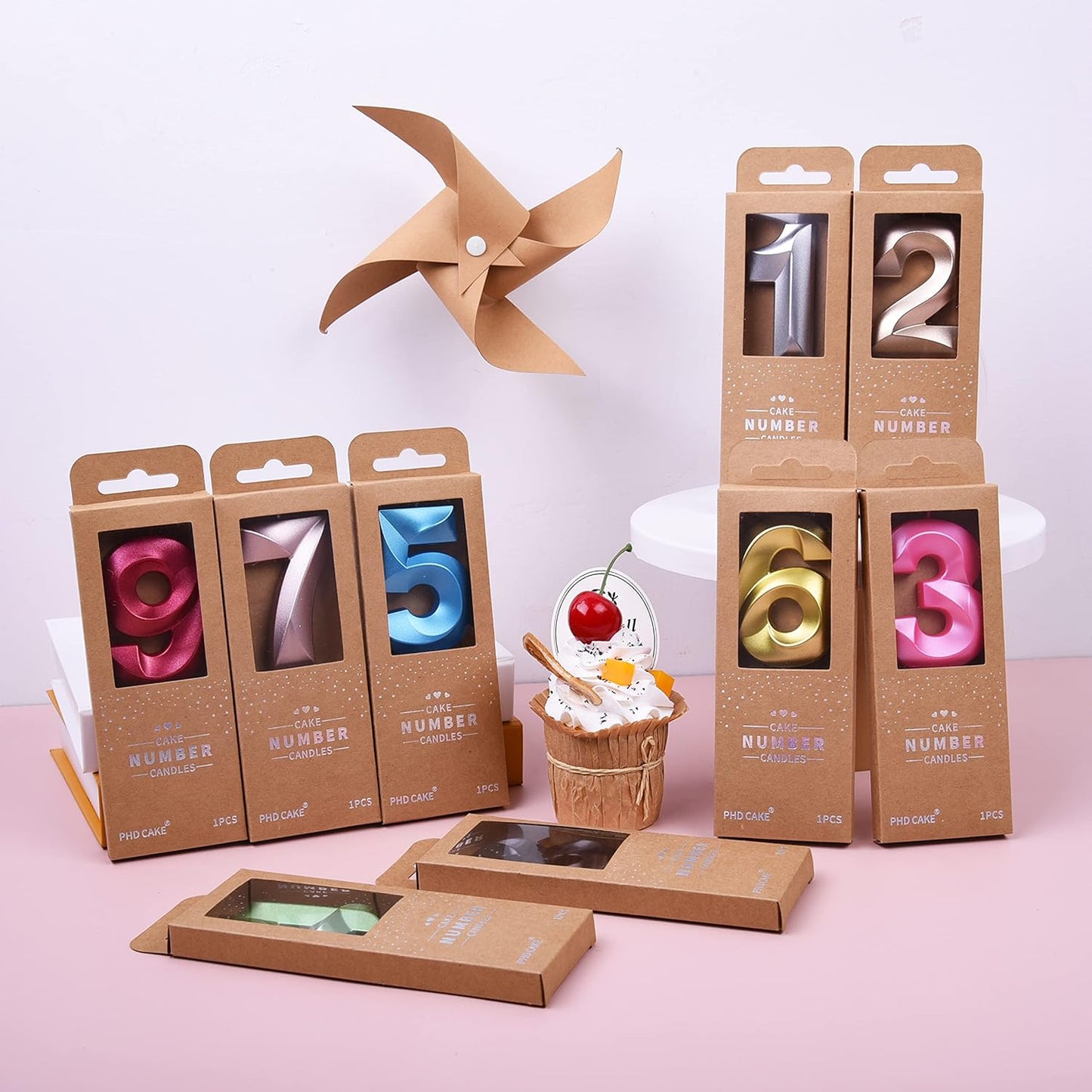 PHD CAKE 2.76 Inch Diamond Red 2 Number Birthday Candles, Red Number Candles, Cake Number Candles, Party Celebration