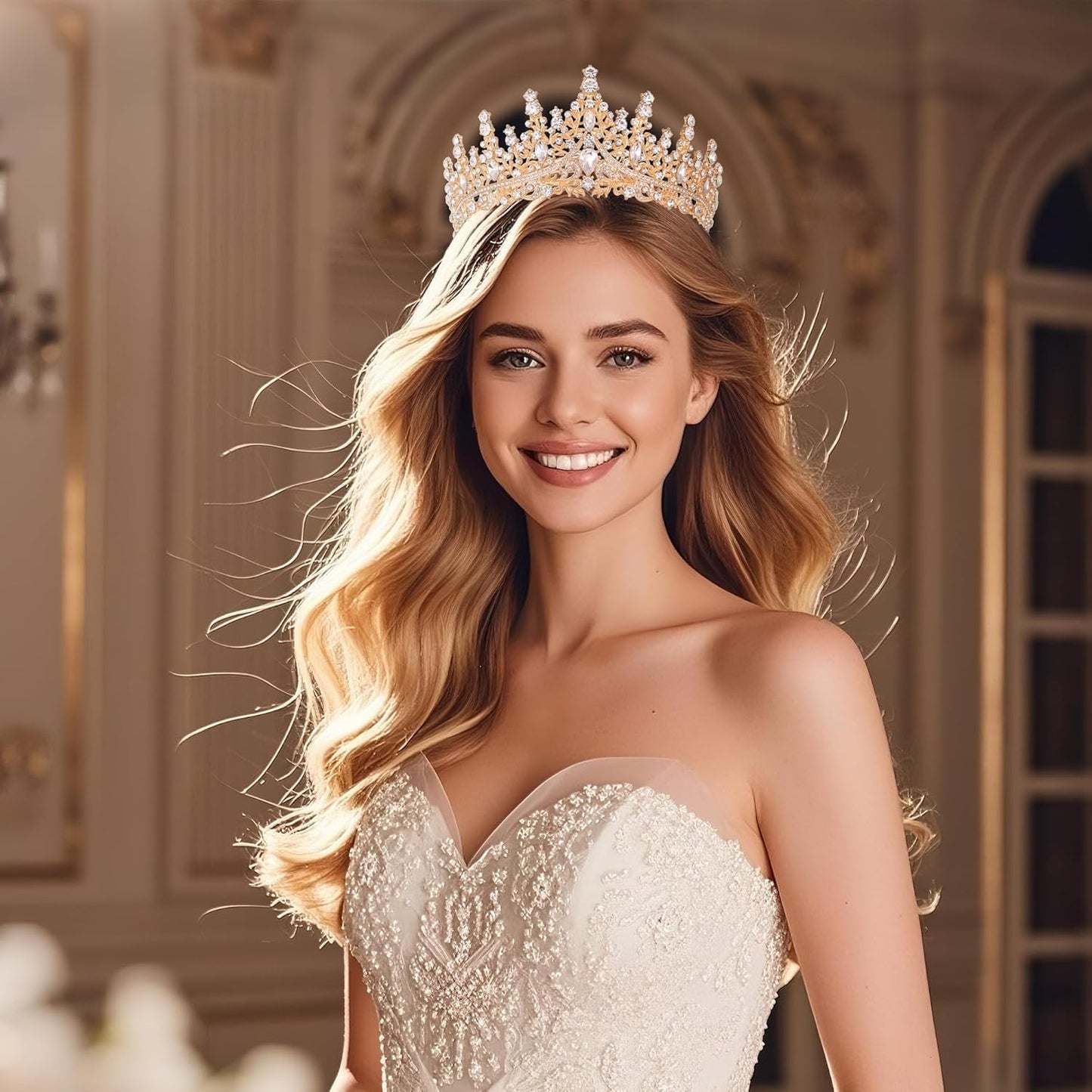 Tiaras and Crowns for Women Crystal Princess Tiaras Rhinestone Queen Crowns For Wedding Bridal Birthday Prom Pageant Party (Tiara 100)