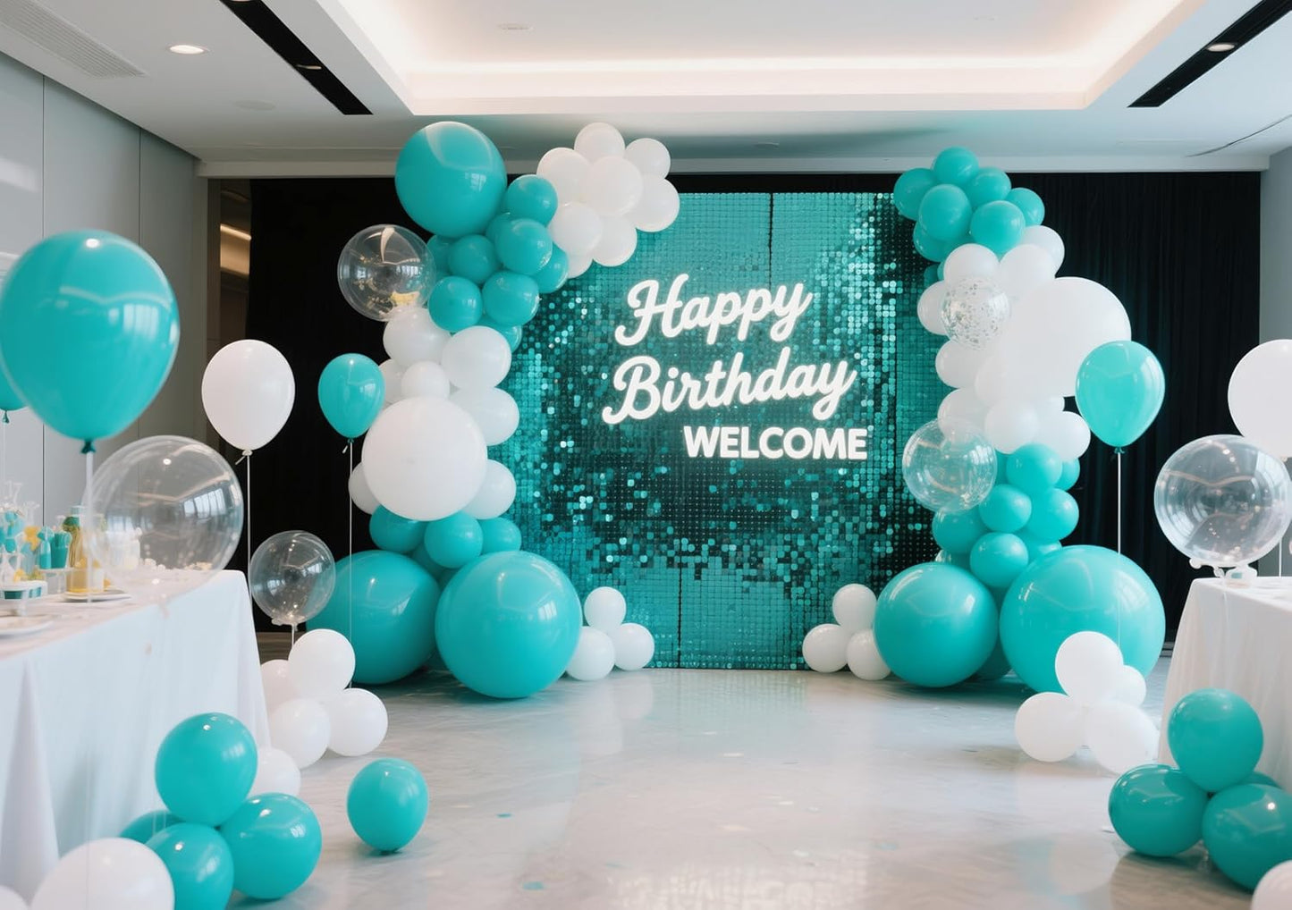 Turquoise Blue Peacock Blue Balloons 145pcs Different Sizes 5in 10in 12in 18in Teal Aqua Latex Balloon Arch Kit Garland for Wedding Baby Shower Birthday Party Decoration