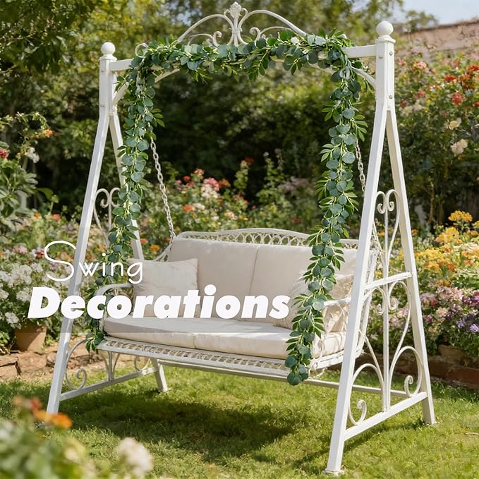 Greentime 6 Pack Artificial Eucalyptus Garland Plant Faux Greenery Garland Leaves with Willow Hanging Vines for Wedding Party Backdrop Home Indoor Outdoor Table Arch Wall Decoration