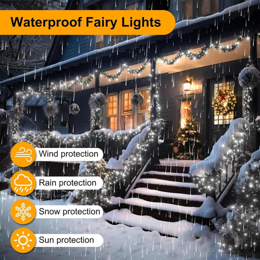 66FT 200LED Christmas Lights Plug in,Connectable Fairy Lights with Plug/Timer/8 Modes, Christmas Tree Lights Lighting Outdoor Indoor Garden Party Wedding Christmas Tree Decoration(Cool White)