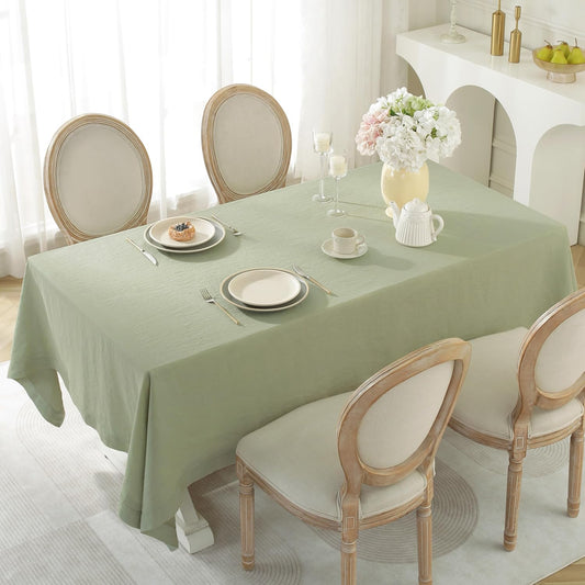 Linen World Linen Tablecloth,100% French Linen Sage Tablecloth 132" x 90" Inch,Washable Rectangular Tablecloth for Dining,Outdoor,Weddings and Restaurants,Decorative Thanksgiving Christmas