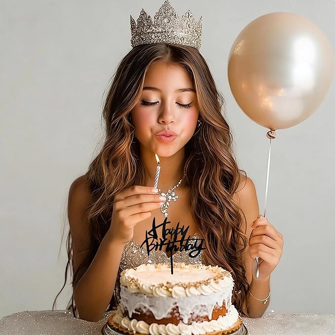 Acrylic Happy Birthday Cake Topper Black Graffiti Style Cake Decorations for Men Women Personalized Birthday Topper Modern Script Party Supplies