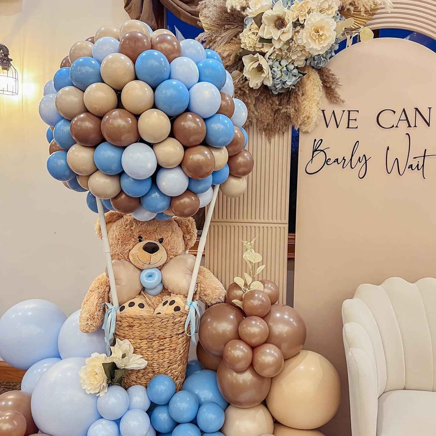 Blue Brown Balloons Dusty Blue Brown Cream Balloons for Bear Birthday Decorations 12INCH Tan Beige Nude Helium Latex Balloon for Arch Baby Shower Boy Kids Party Supplies Wedding Decor