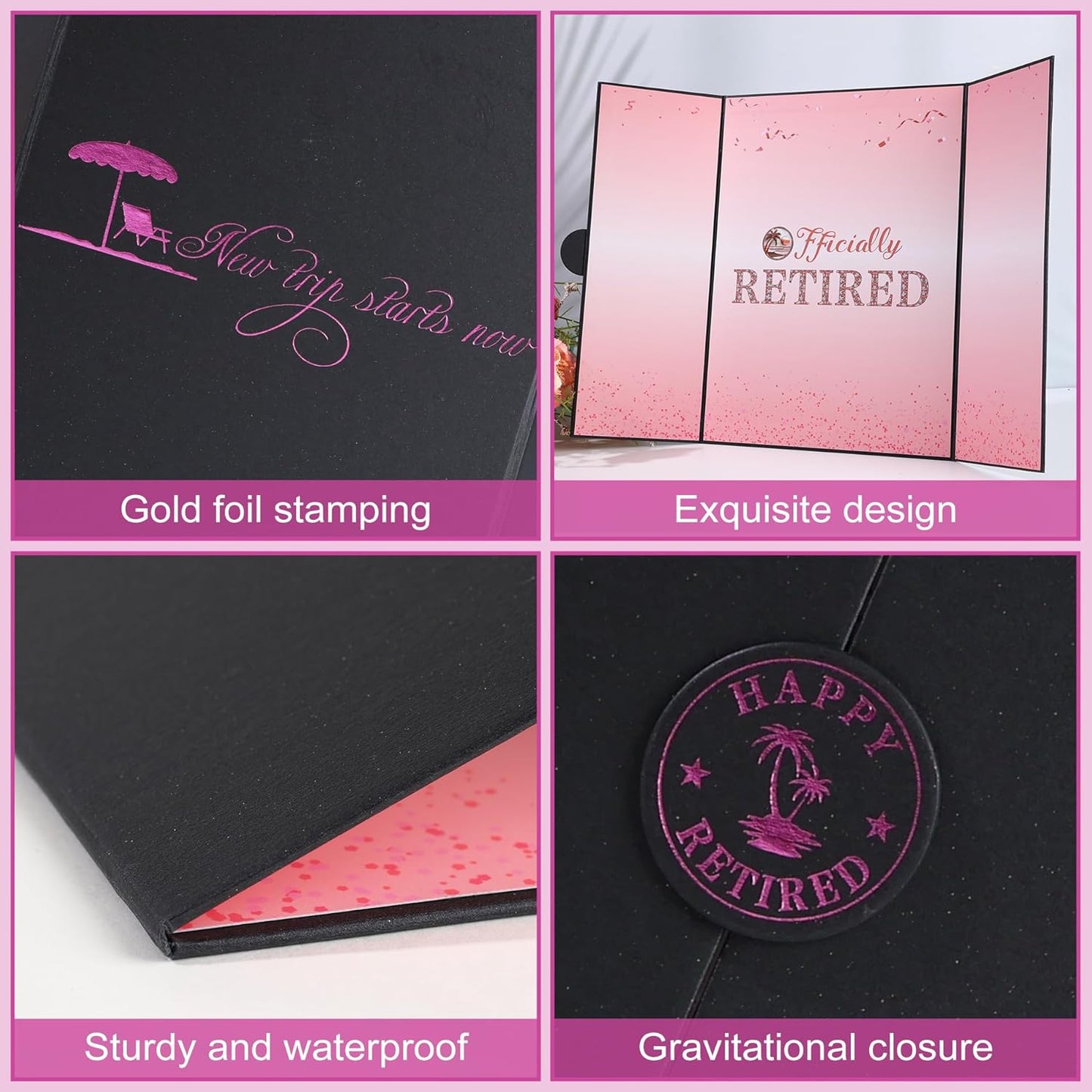 Pink Retirement Party Decorations Large retirement Card Signing Happy Retired Guest Book Creative Retirement Card For Men Women