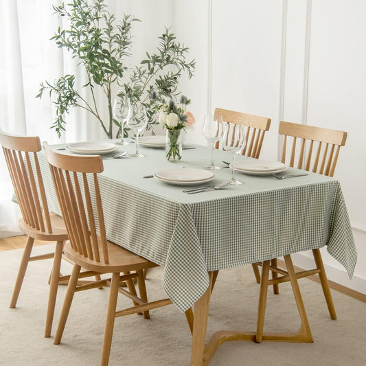maxmill Checkered Rectangle Tablecloth for Dining Room Water Resistance Antiwrinkle Spillproof Heavy Weight Soft Gingham Plaid Kitchen Table Cloth for Holiday Dinner, 60 x 104 Inch Sage White