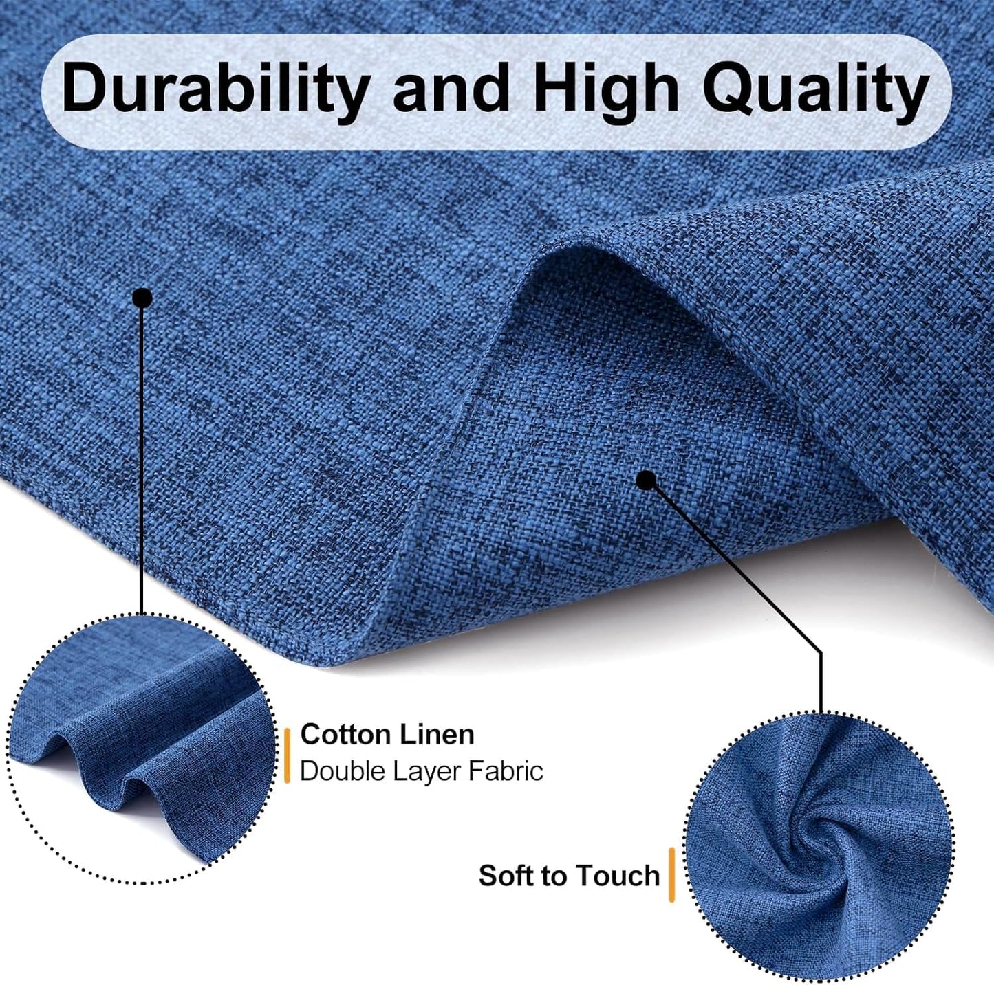 Homaxy Cloths Placemats for Dining Table Set of 8, Heat Resistant Washable Cotton Linen Blend Table Mats, Easy to Clean Place Mats for Indoor Outdoor Party Kitchen Decoration, 13" x 19", Blue
