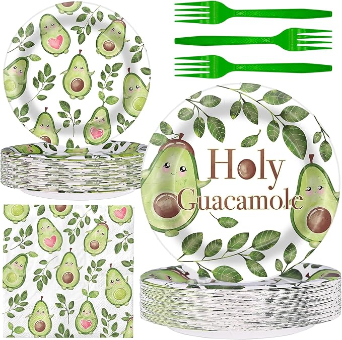 Avocado Party Decorations - Avocado Party Plates and Napkins for Kids Birthday Party, Serves 40 Guests