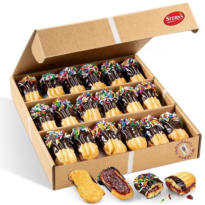 Italian Cookies Gift Basket | Chocolate Covered Cookies | 15 Cookies Individually Wrapped | Fresh Bakery Cookies | Birthday Food Gifts | Gourmet Cookies Gift | Kosher & Nut Free | Stern’s Bakery