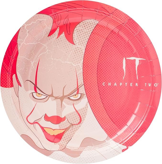 Silver Buffalo IT Chapter 2 Pennywise the Clown 32 Pack Partyware Disposable Paper Plates and Napkins
