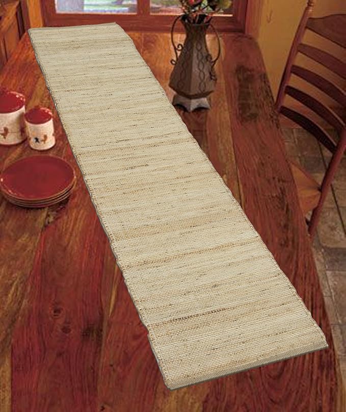 Chardin Home 13x72 Inch Handcrafted Table Runner – Eco-Friendly Natural Jute and Hemp – Rustic Boho Farmhouse Table Decor – Sustainable Dining Table Accent for Everyday or Special Occasions