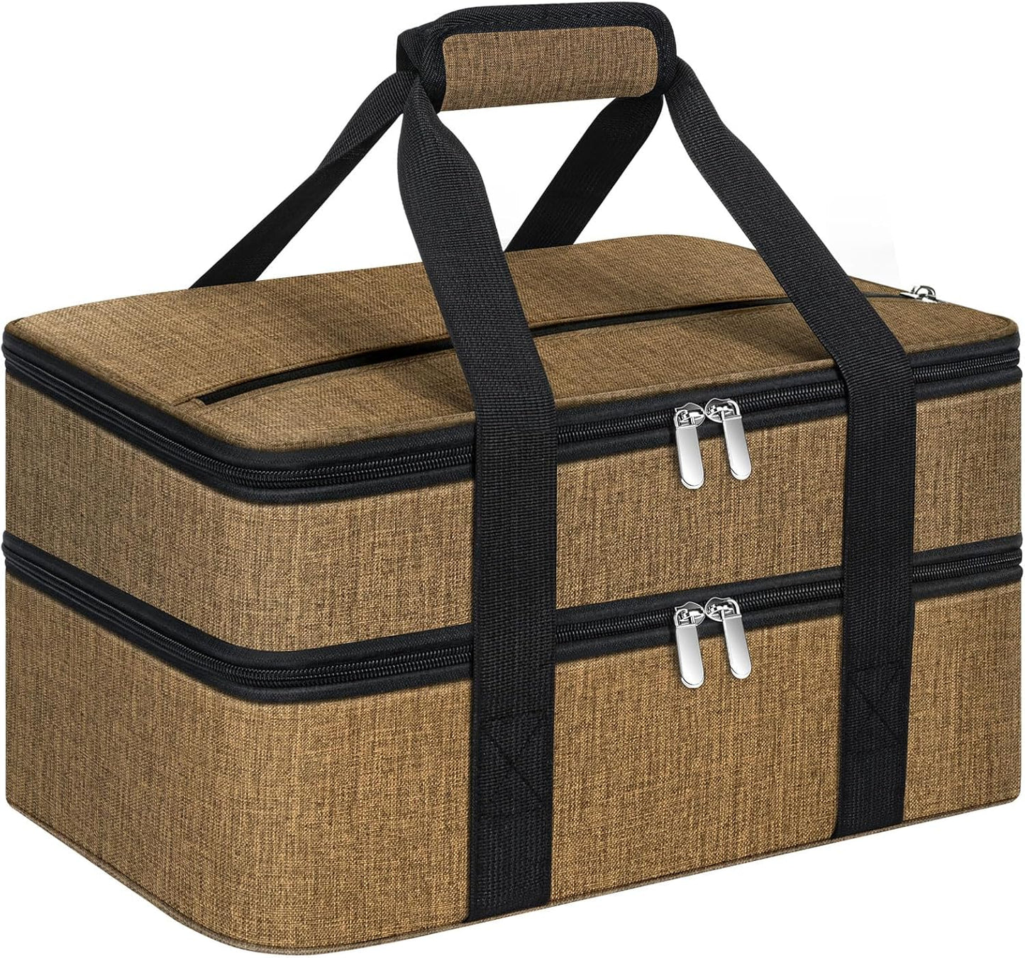 Double Insulated Casserole Carrier, Portable Casserole Carrier for Hot or Cold Food Lunch Tote Warmer or Cooler Bag, Lasagna Lunch Bag for Potluck Parties- Fits 9" x 13" Baking Dish-Coffee