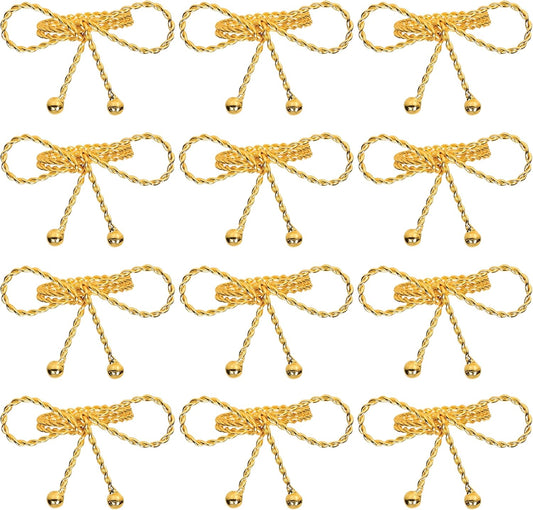 Napkin Rings Set of 12, Holiday Napkin Holders, Metal Napkin Rings for Safari Theme Table Décor Handmade for Holiday, Weddings, Receptions, Banquets, Events, Bow Shape, Gold - ALPHA Living HOME