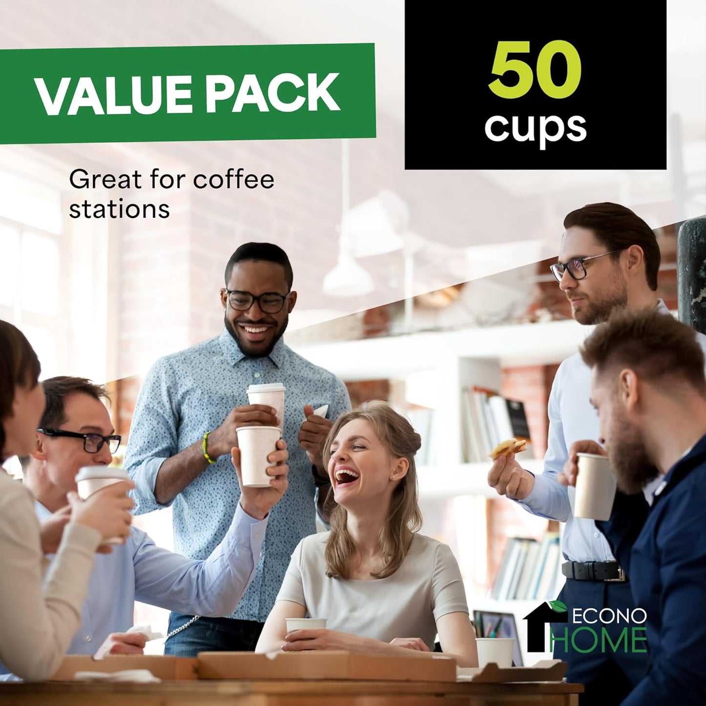 EconoHome 10 oz 50 Pack Disposable Coffee Paper Cups - Paper Cups for Hot and Cold Drinks, Tea, Water, and Juice