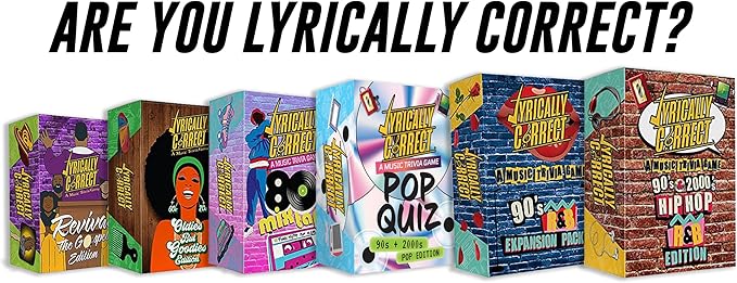 Lyrically Correct '90s & 2000s Music Trivia Card Game - Pop Edition - Finish The Lyrics Challenge, Fun for Adults, Party or Family Night