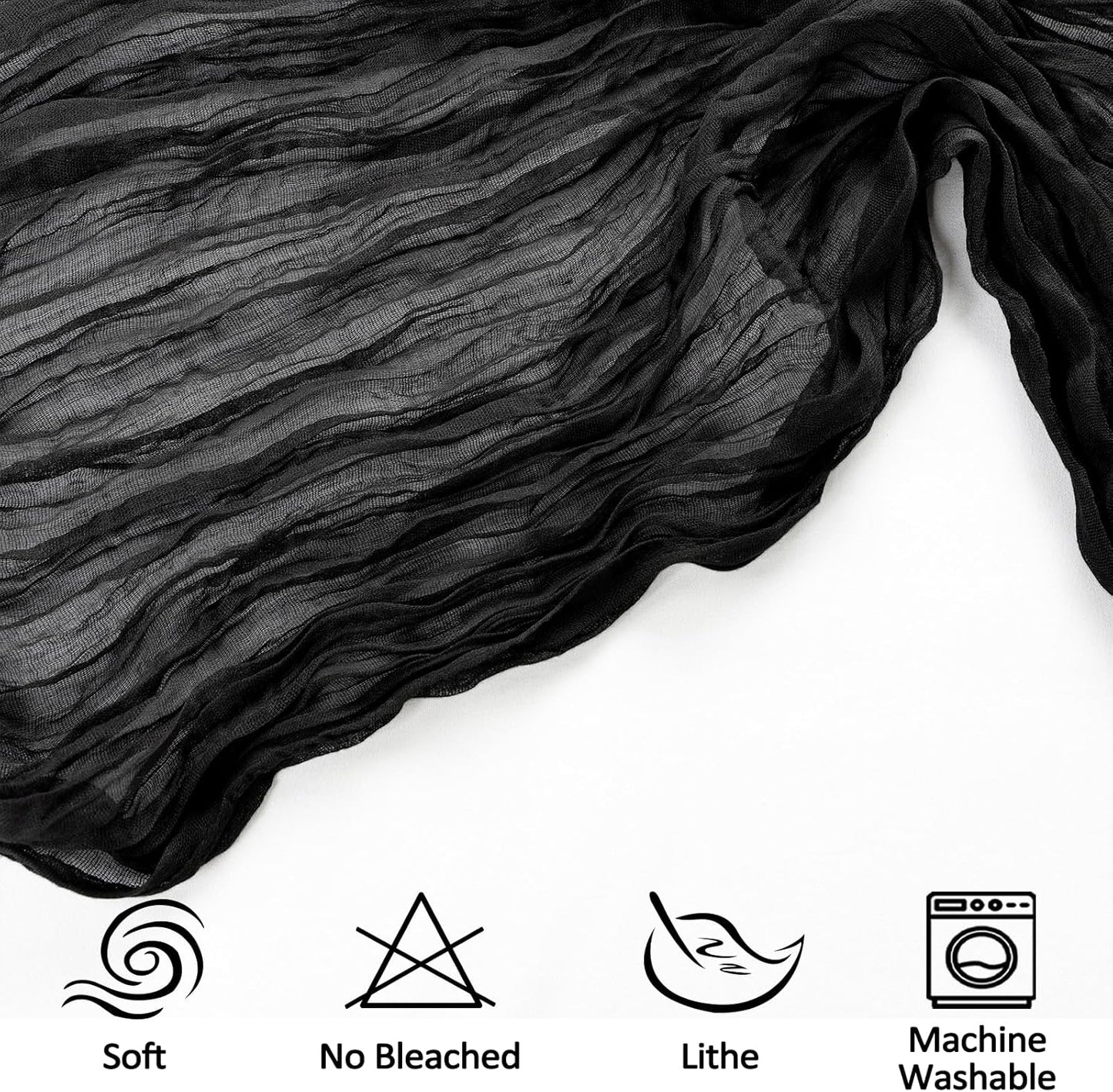 6 Pack 10FT Black Cheesecloth Table Runner 35x120 Inch Gauze Rustic Boho Table Runner Cheese Cloth for Wedding Decor Birthday Party Bridal Baby Shower Table Centerpiece Decoration