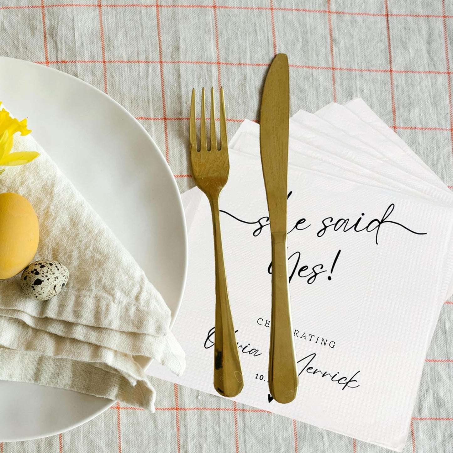 Luxury Custom Pack 15pcs Engagement Napkins, Engagement Napkins for Party, We're Engagement Napkins, Engagement Beverage Cocktail Luncheon Dinner Napkins 2
