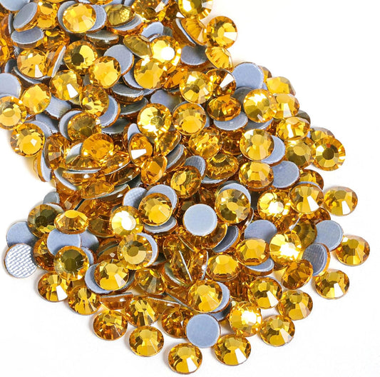 Beadsland Hotfix Rhinestones, 1440pcs Flatback Crystal Rhinestones for Crafts Clothes DIY Decorations, Topaz, SS16, 3.8-4.0mm