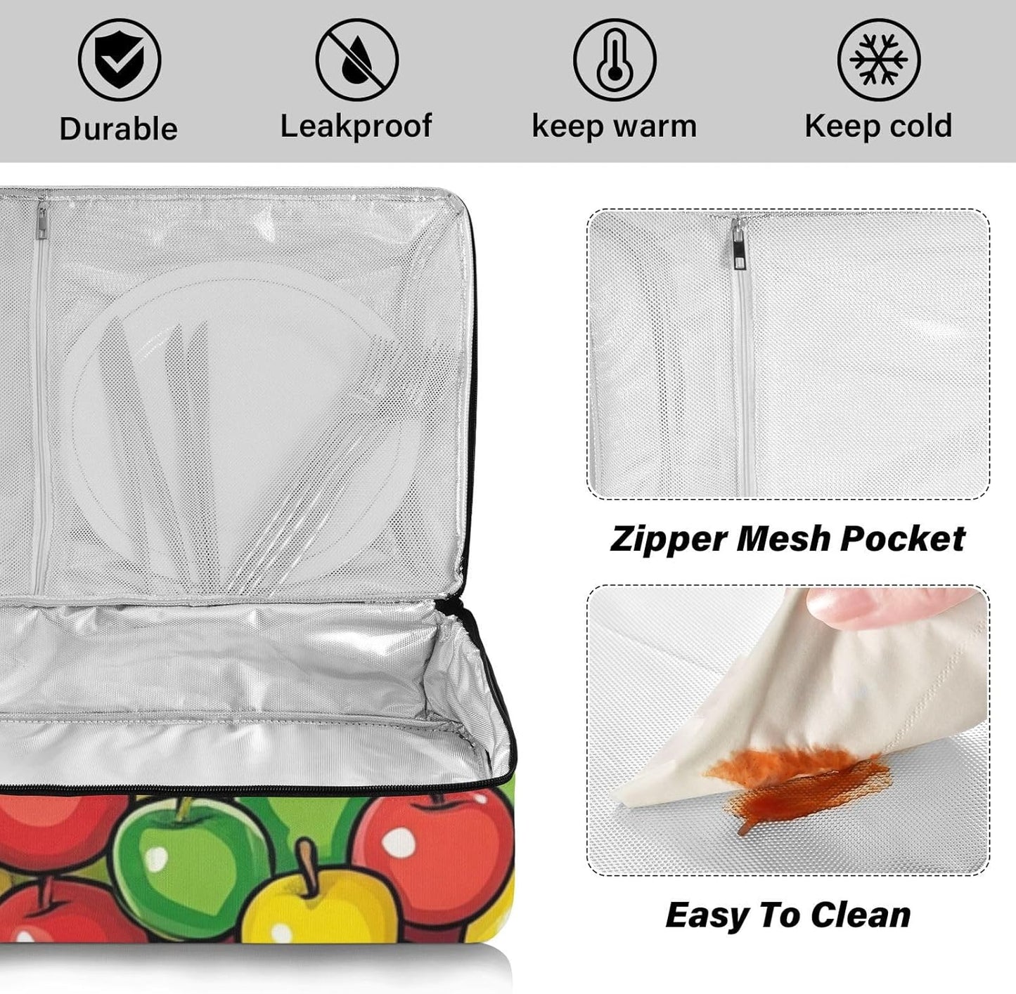 Casserole Carriers for Hot or Cold Food Reusable Casserole Dish Carrier Insulated Thermal Large Capacity Durable Perfect for Party Camping Family Gatherings Yellow Fish