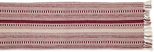 DII Farmhouse Braided Stripe Table Runner Collection, 15x72 (15x77, Fringe Included), Wine