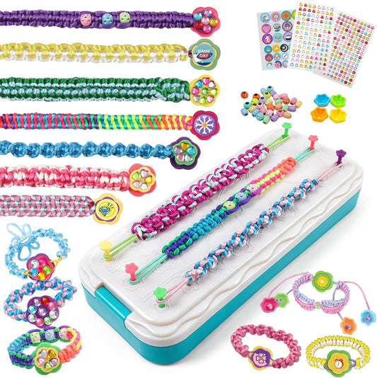 DDAI Bling Bracelet Kit for Girls Age 7-12 – Sparkly Friendship Craft Set with Gems, Threads & Stickers – Birthday Gift for 8 9 10 11 Year Old Girls & Holiday Surprise
