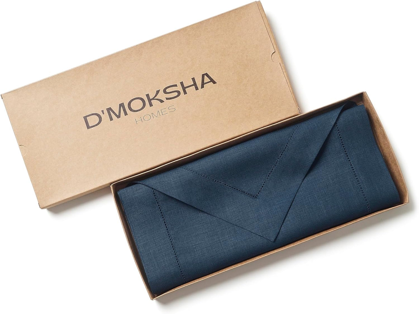 D'Moksha Homes Navy Blue Linen Table Runner 120 Inches Long - 100% Pure Linen Diamond Table Runner 14 x 120 Inch for Dining, Fall and Halloween - Machine Washable