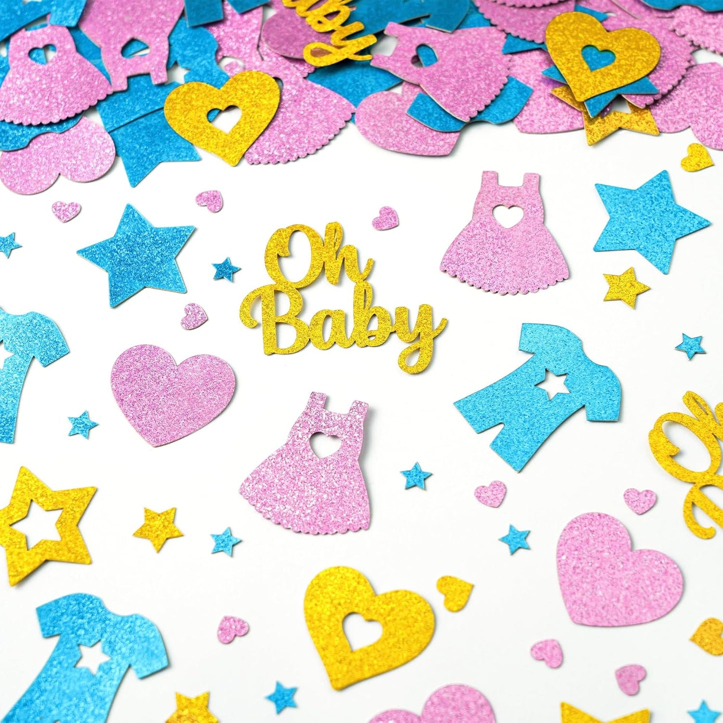 KatchOn, Pink, Blue and Gold Gender Reveal Confetti - Pack of 240 | Boy Or Girl Table Confetti | Gender Reveal Decorations | Oh Baby Decorations for Boy Or Girl