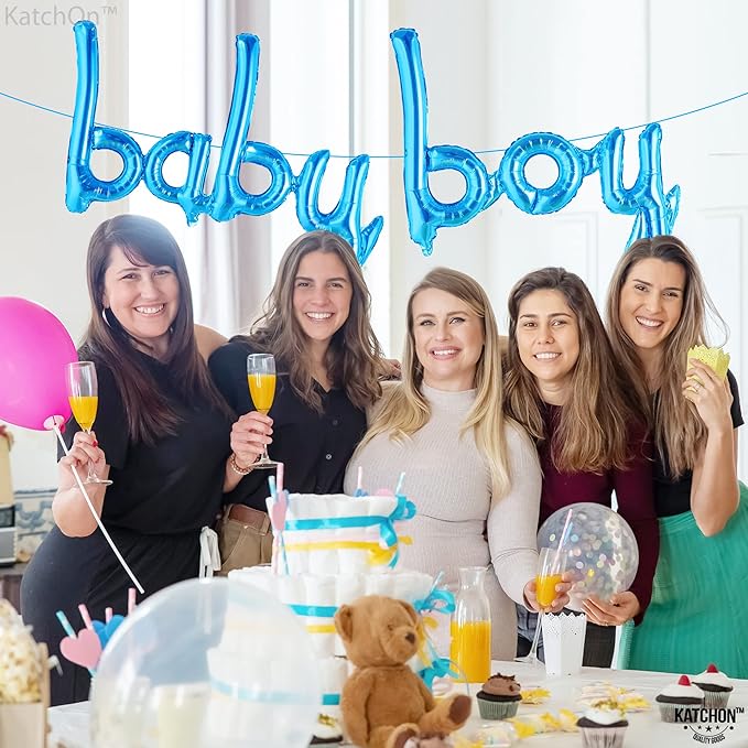 KatchOn, Blue Baby Boy Balloons - 37 Inch | Its a Boy Balloons for Baby Shower Decorations | Baby Shower Balloons | Script Baby Boy Balloons Blue, Gender Reveal Balloons for Gender Reveal Decorations
