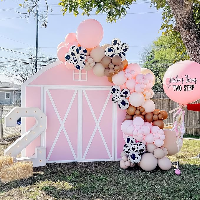 Cowgirl Balloon Dusty Blush Pink Brown Tan Coffee Beige Sand White Ivory Nude Retro Party Balloons Cow Print Balloon for Boho Rodeo Baby Shower Birthday Farm Theme Western Cowgirl Party Decor