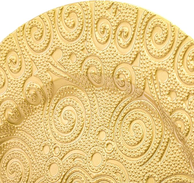 SOUJOY 12 Pack Gold Charger Plates, 13 Inch Plastic Dinner Plate, Reusable Round Phoenix Pattern Elegant Serve Ware Plates for Weddings, Parties, Anniversary, Thanksgiving
