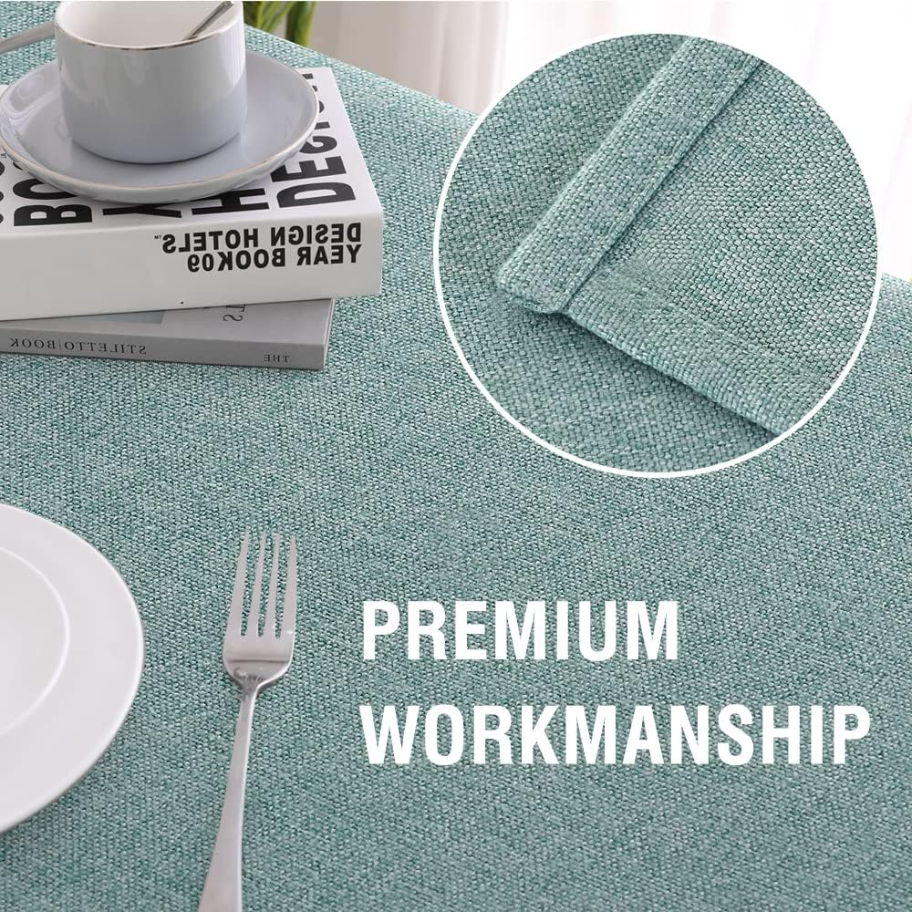 H.VERSAILTEX Linen Textured Tablecloth 54 x 54 Waterproof Decorative Table Cloth Spill-Proof Linen Look Cover for Party Table Extra Soft and Thick Fabric Wrinkle Free, Heather Aqua