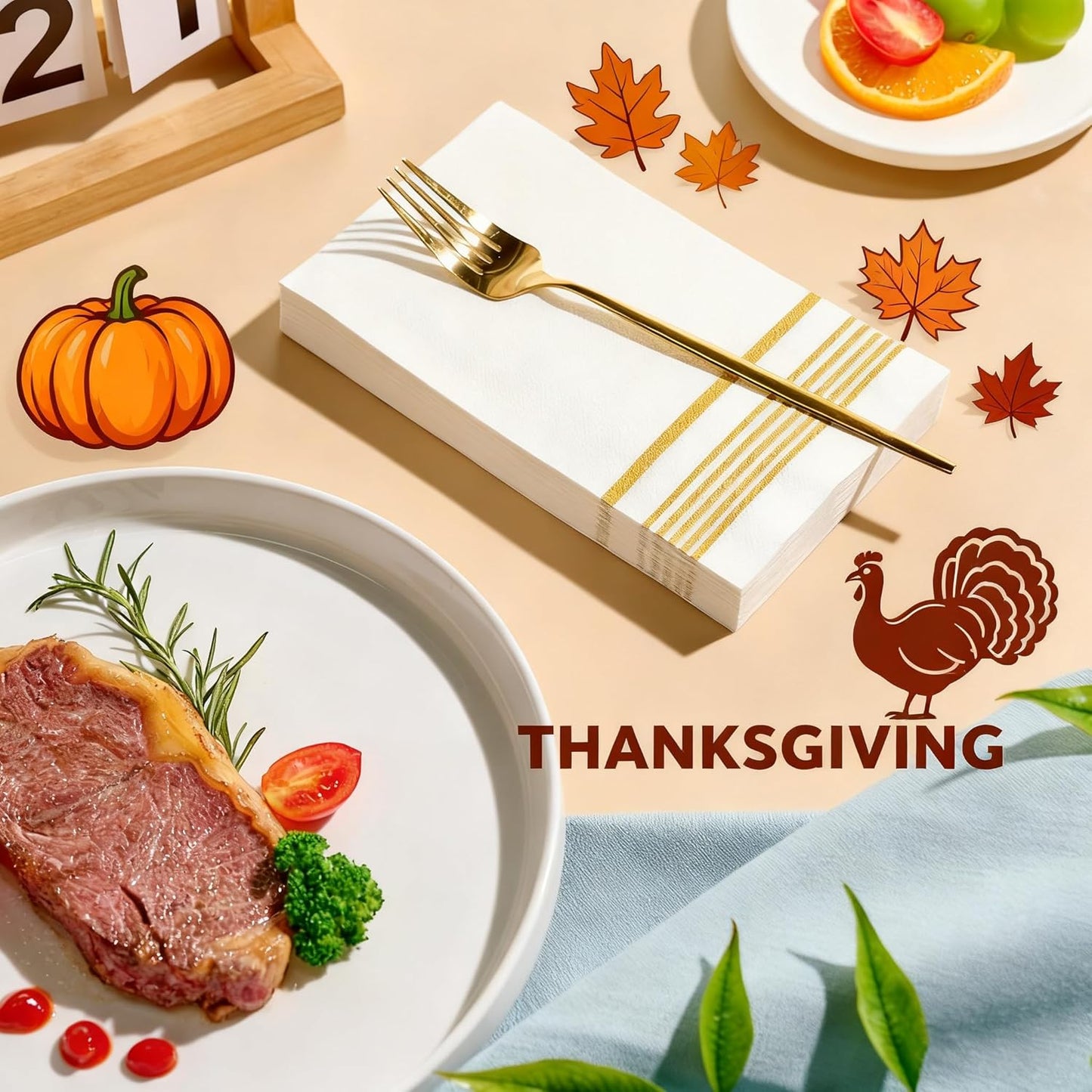 400 Pack Paper Napkins, Disposable Guest Towels Party Dinner Napkins Soft, Absorbent 3-Ply Hand Towels for Bathroom, Thanksgiving, Wedding and Events