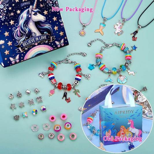 AIPRIDY Charm Bracelet Making Kit,Unicorn Mermaid Crafts Gifts Set Can Inspires Imagination and Creativity,Jewelry Making Kit Perfect Gifts for Girls 5-12 Years Old (125 Pieces)