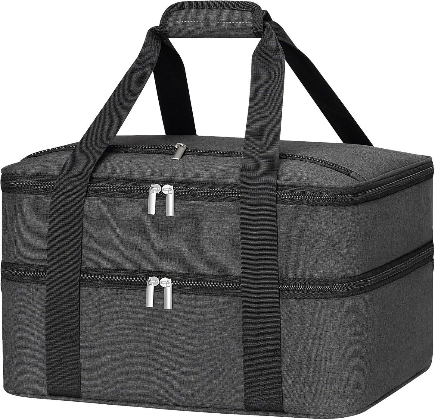 Double Decker Insulated Casserole Carrier for Hot or Cold Food, Insulated Casserole Dish Carrier for Potluck Parties, Picnic, Cookouts, Fits 9"x13" Baking Dish