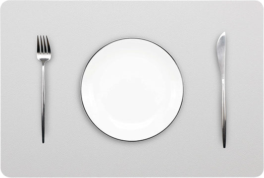 Wipeable Placemats Leather Table Mats Waterproof Heat-Resistant Easy to Clean for Dining Table Set Kitchen Table (6, Slate Grey)