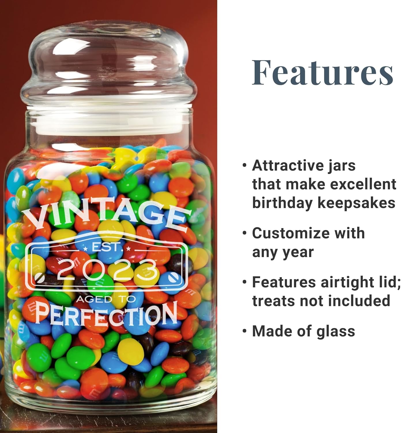 Let's Make Memories Personalized Birthday Candy Jars - Birthday Keepsake - Vintage Design