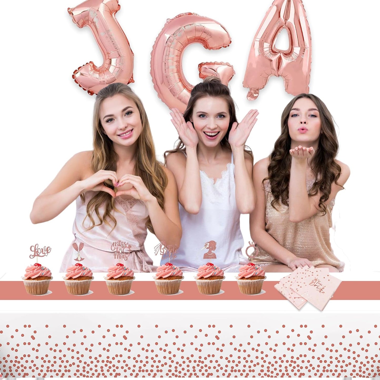 GREATRIL Rose Gold Party Table Covers Tablecloth for Bride/New Years Eve/Ceremony/Birthdays/Bachelorette Party Decorations Rectangle Tablecover 54'' x 108'' - 2 Packs