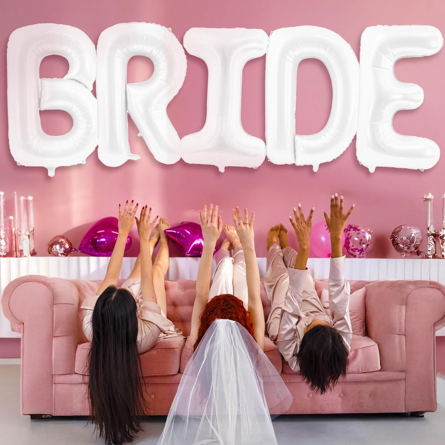 HOUSE OF PARTY Bride Balloon - 40'' Foil Balloons for Wedding Bridal Shower Engagement Party Decor - Bachelorette Party Supplies for Bride-to-Be! (White)