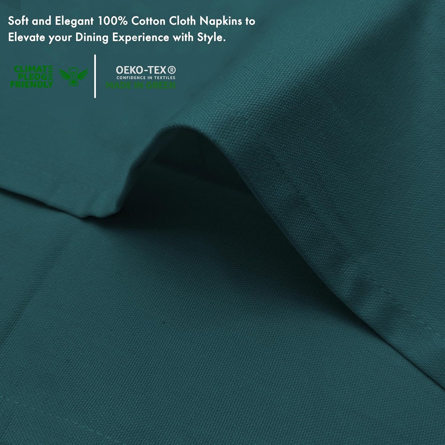 Ruvanti Premium Cloth Napkins Set of 12, 18x18 Inches, 100% Cotton, Washable, Soft & Absorbent, Perfect for Wedding, Christmas, Thanksgiving Dinners - Deep Teal