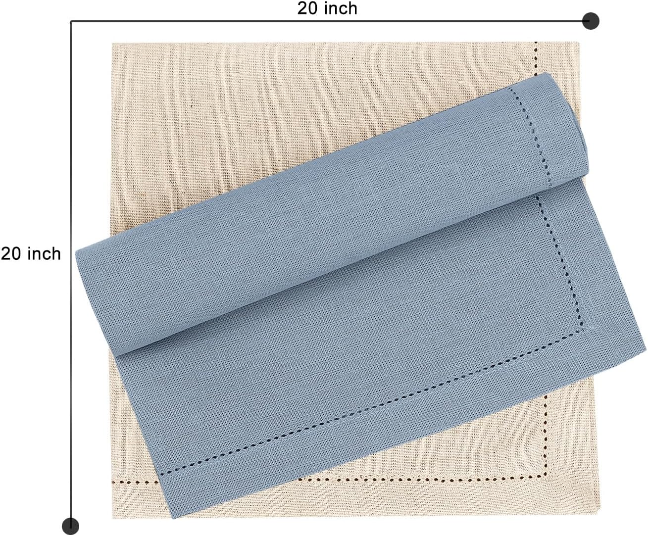 Ruvanti Premium Linen Napkins Set of 12-20x20 Inch, Classic Hemstitch, Mitered Corner Cloth Napkins - Soft, Elegant Dinner Napkins Cloth Washable for Weddings, Parties, Everyday Use - Multi Color