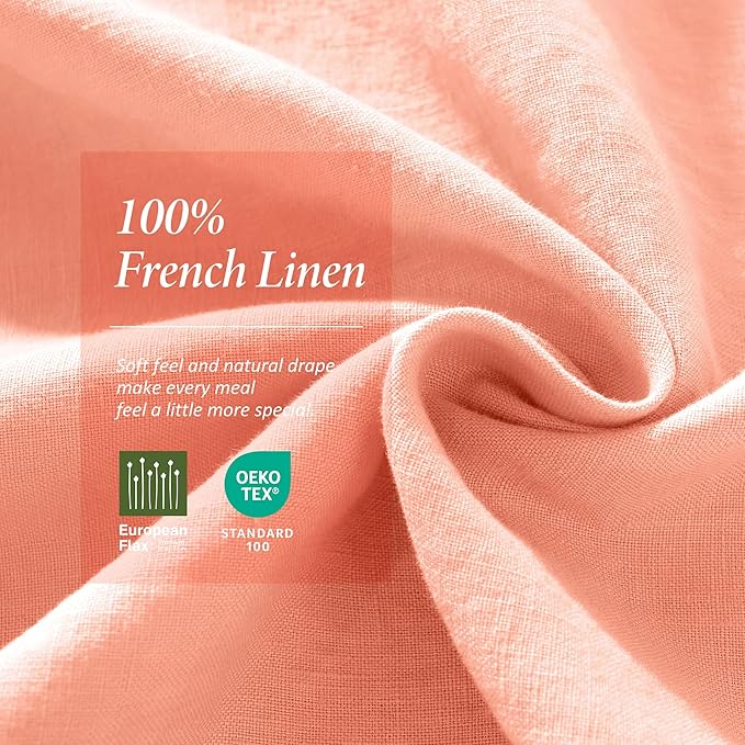 Linen World Linen Tablecloth,100% French Flax Round Tablecloth 70" Inch,Washable Natural Table Cloth for Dining,Outdoor,Weddings and Restaurants,Decorative Christmas,Peach Pink