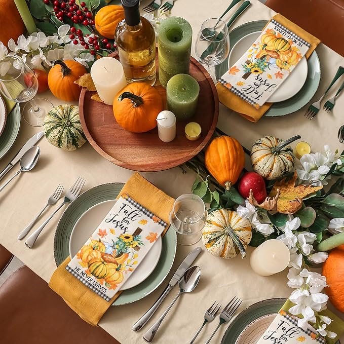 200 Pcs Fall for Jesus Pumpkin Napkins Autumn Guest Napkins Disposable Decorative Paper Napkins Guest Hand Towels for Bathroom Thanksgiving Napkins for Home Dinner Kitchen Bathroom Holiday Party